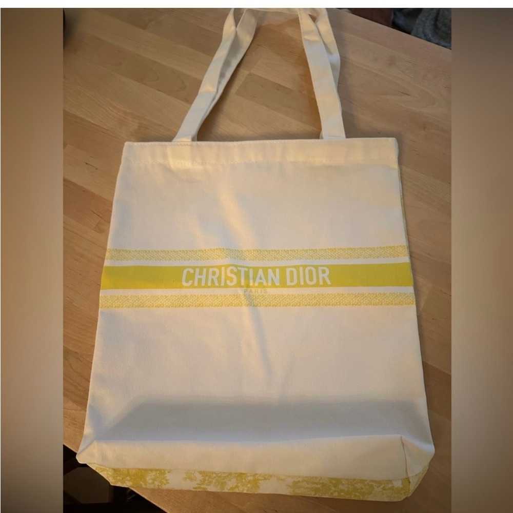 Dior Yellow and White Tote Bag